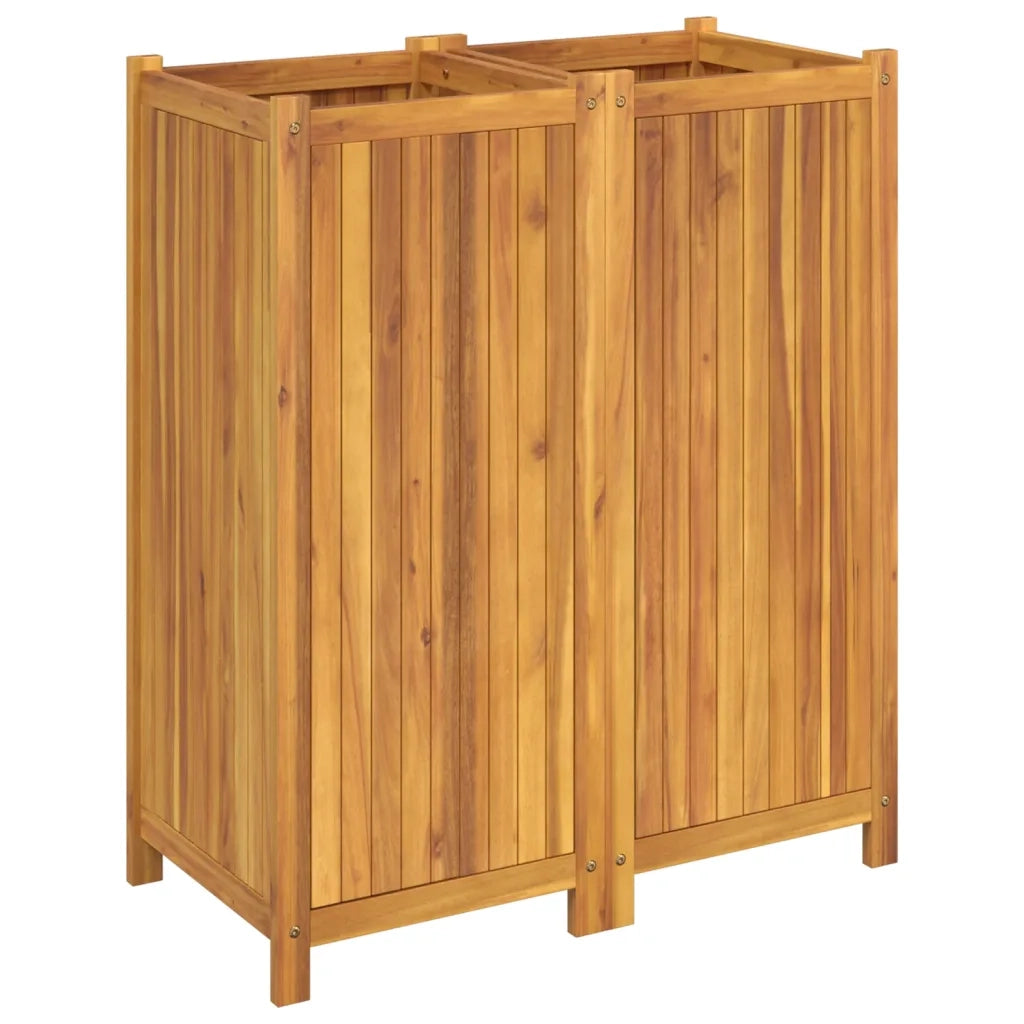 Fioriera Giardino con Rivestimento-Vaso da Esterno-Contenitore per Piante 84x42x100 cm Massello Acacia