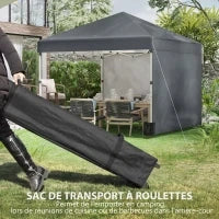 Gazebo da Giardino Pop-up Pieghevole Regolabile in Altezza Protezione UV 30+, 2 Pareti Laterali, Sacca da Trasporto Inclusa, Grigio scuro