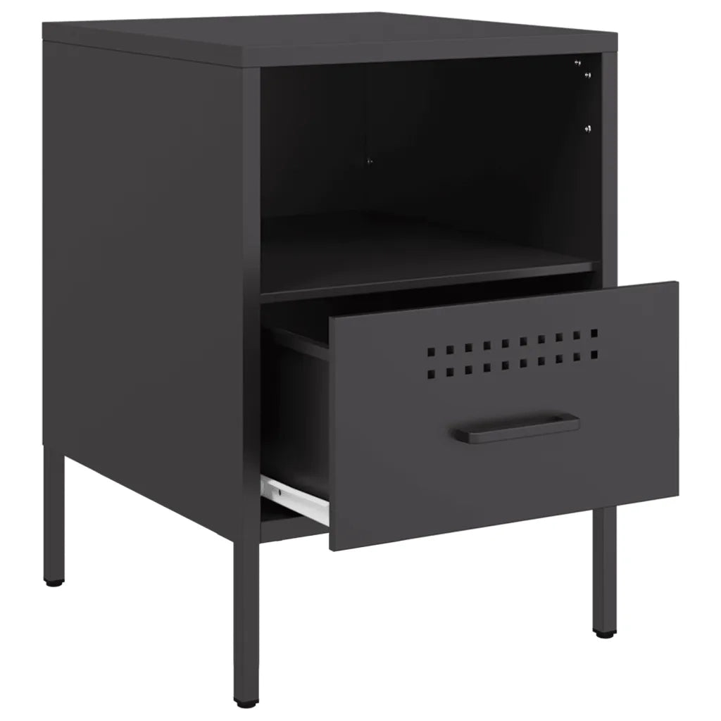 Comodini 2 pz Nero 36x39x50,5 cm in Acciaio 843055
