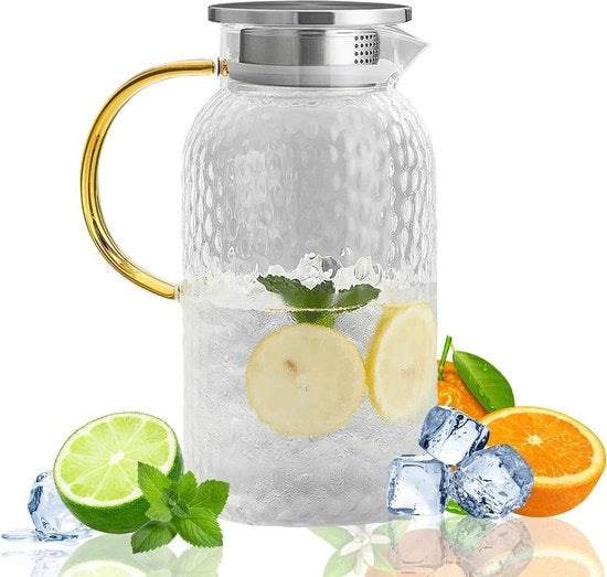 Acquario in vetro da 18L con coperchio in acciaio inossidabile - ideale per bevande calde e fredde - vetro trasparente - acquario per tè, caffè, limonata, latte, succo