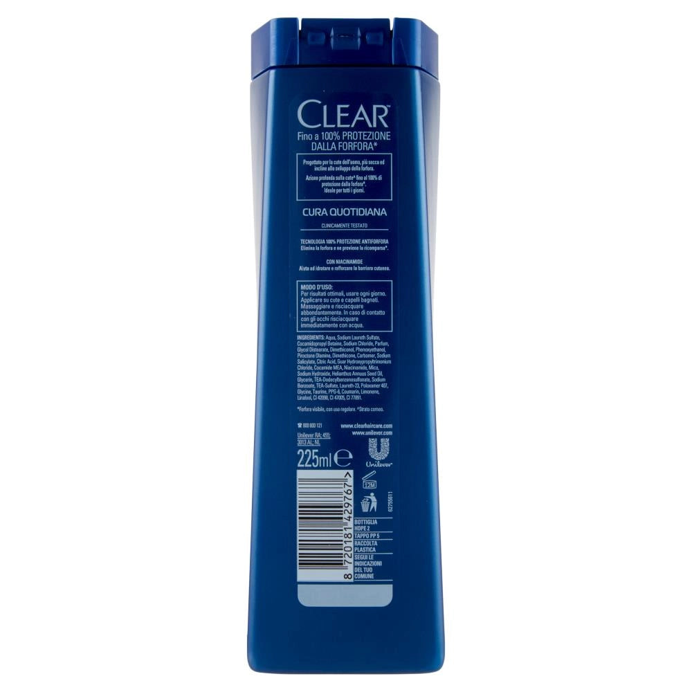 CLEAR SHAMPOO PER TUTTI I TIPI DI CUTE E CAPELLI 225 ML NEW CURA QUOTIDIANA
