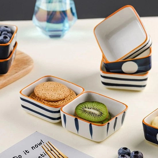 4 scatole per snack, piccole scatole in ceramica, scatole per dips, scatole per salse, scatole per snack, scatole per erbe, tavoli per sushi, contenitori per salse per tapas, dessert, ketchup