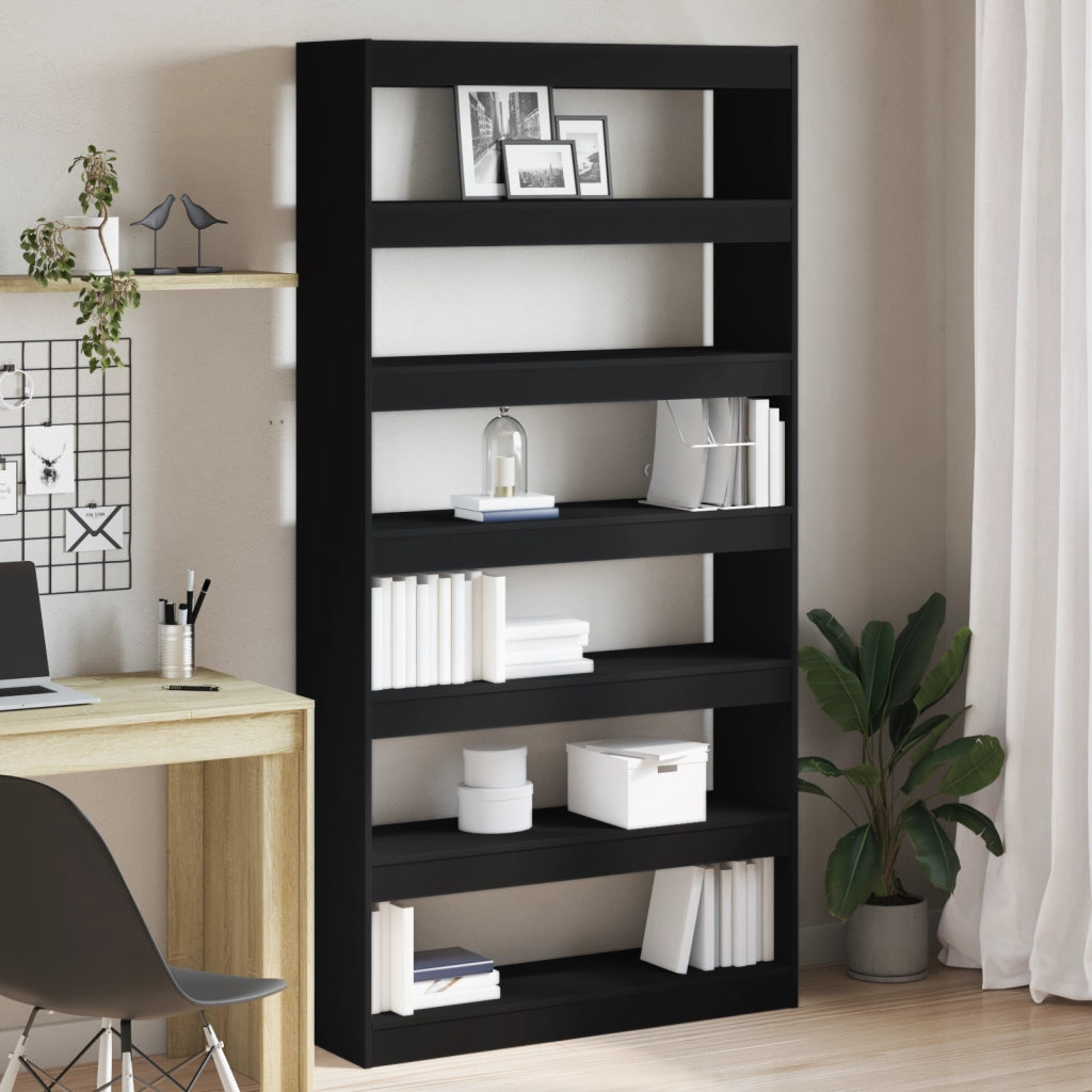 Libreria Nera Legno ingegnerizzato 100 x 30 x 198 cm Libreria