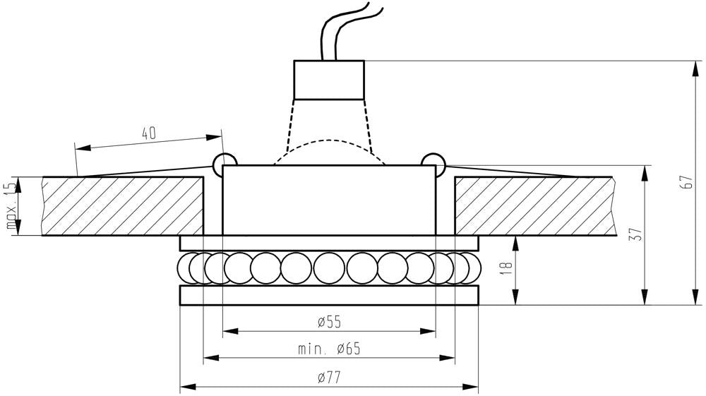 Faretto da incasso cromato rotondo cristallo 1xMR16 Candellux