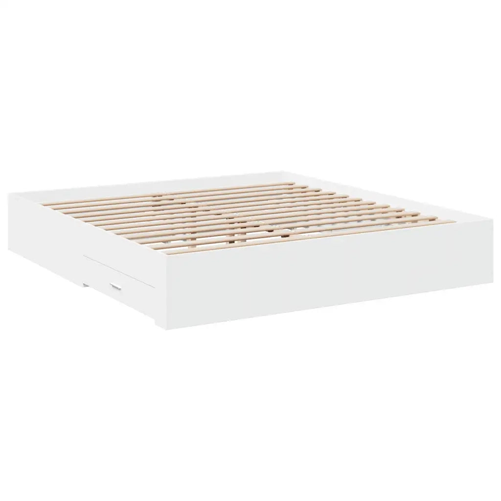 Giroletto con Cassetti Bianco 180x200 cm in Legno Multistrato