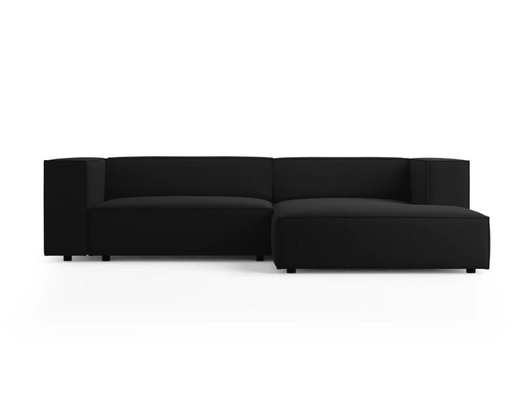 Cosmopolitan Design - Divano angolare destro "Arendal" 3 posti in velluto nero 