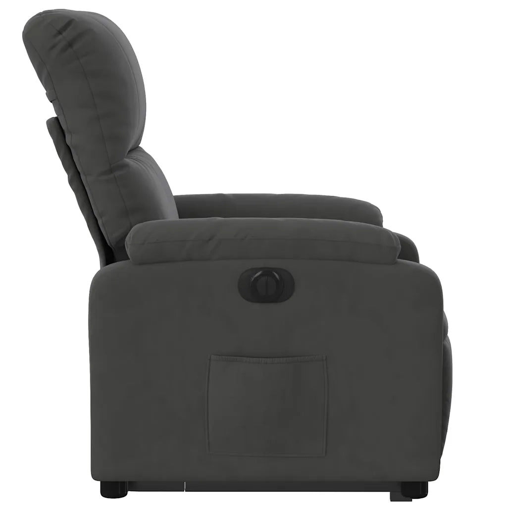 vidaXL Poltrona a Rialzo Reclinante Elettrica Grigio Scuro Microfibra