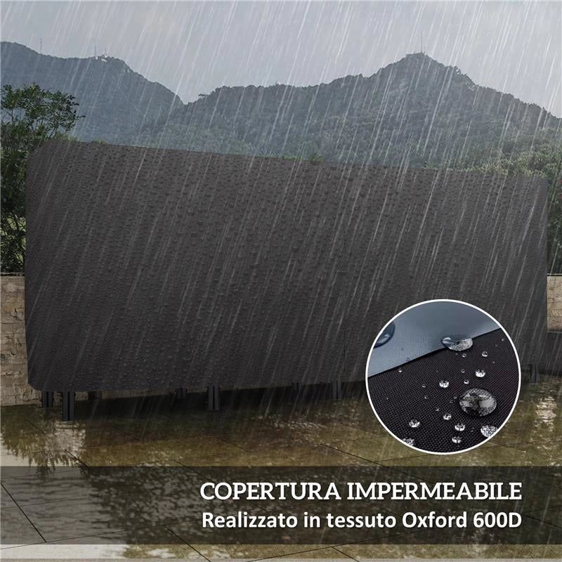 PORTALEGNA DA INTERNO ED ESTERNO IN METALLO CON TELO PORTA LEGNA E COPERTURA 240X36X99 CM NERO