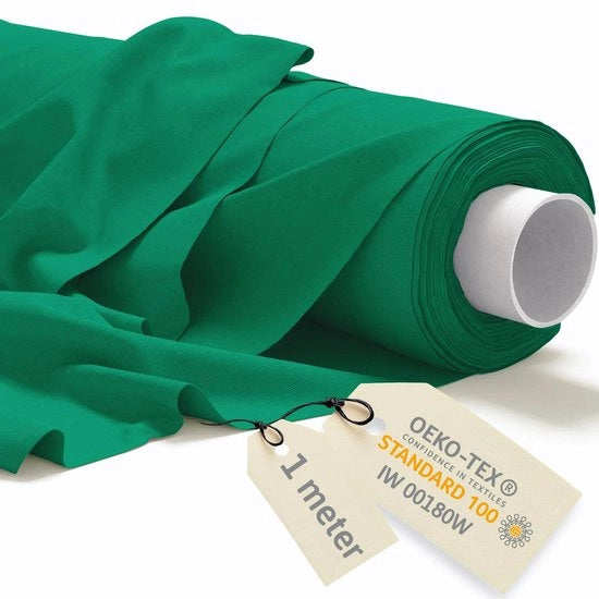 Tessuto in Cotone per Metro 1Mx160cm 145 g/m² - Tessuti per Sartoria per Metro - Tela per Mobili - Canapa, Tessuto in Canapa - Tessuto per Tende - Molton, Verde