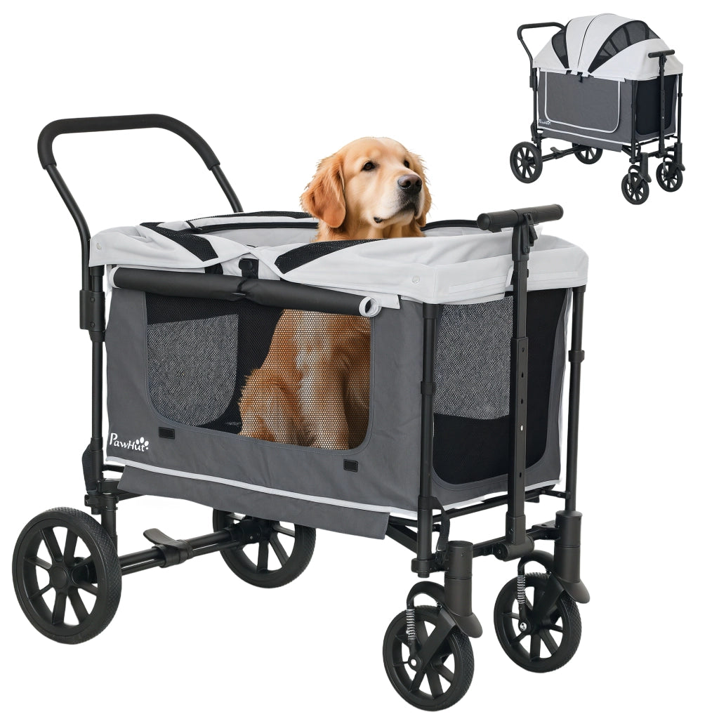 Carrello per animali pieghevole ¨C zephmum ¨C 110x65x102 cm grigio scuro
