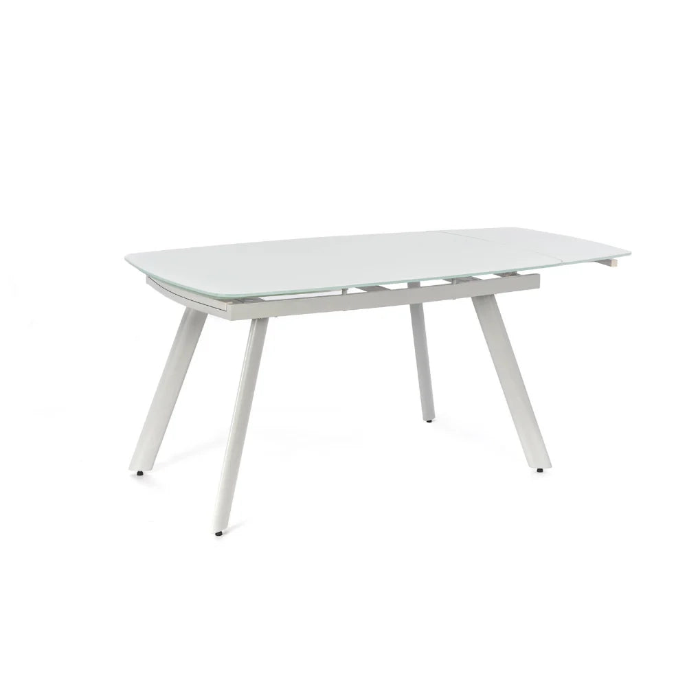 Tavolo da pranzo allungabile in vetro temperato bianco Blanco 140-210x90 cm fino a 8 posti | Duzzle