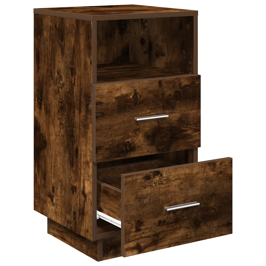 Comodini 2 pz con 2 Cassetti-Set di 2 Tavolino da notte Rovere Fumo 36x36x68 cm
