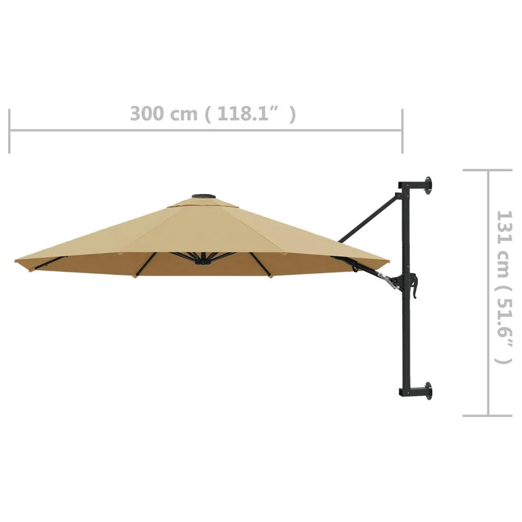 Ombrellone a Muro con Palo in Metallo 300 cm Grigio Talpa 44866