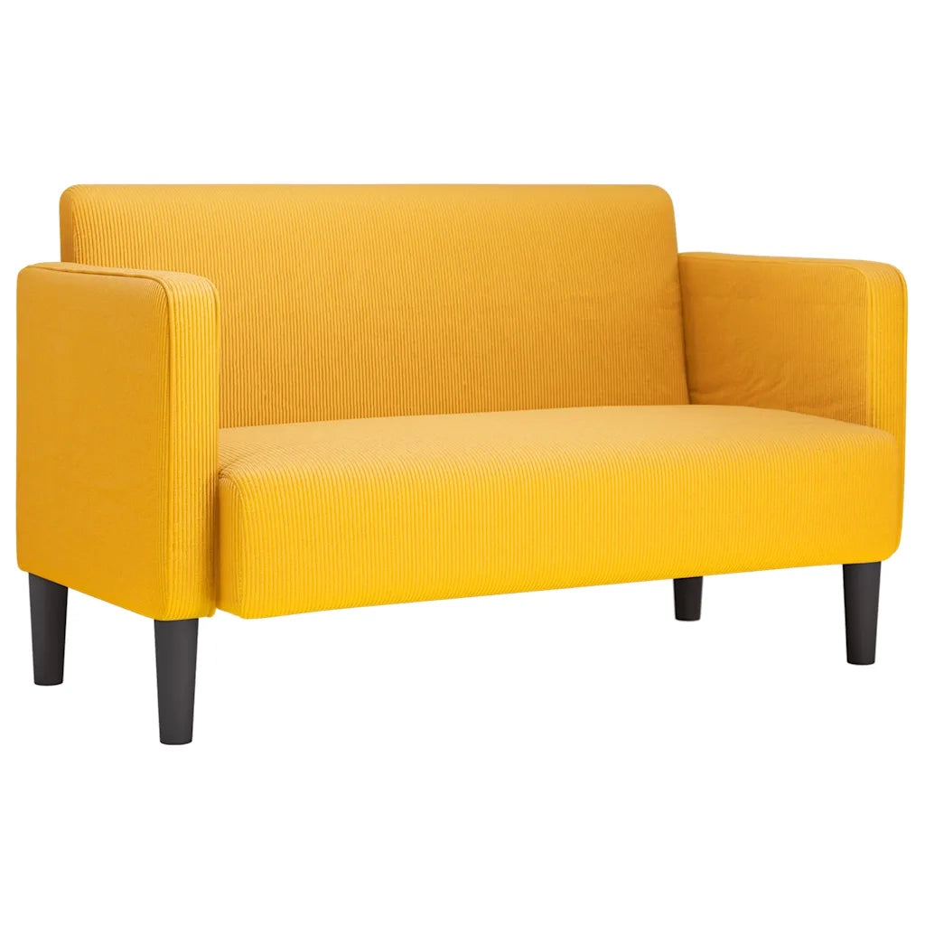 Divano Divanetto Giallo Chiaro 109cm Tessuto di Velluto a Coste 4100528