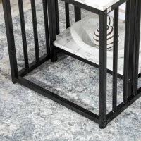 Set di 2 tavolini da caffè nidificati tavolini bassi impilabili con piano effetto legno effetto marmo struttura in metallo