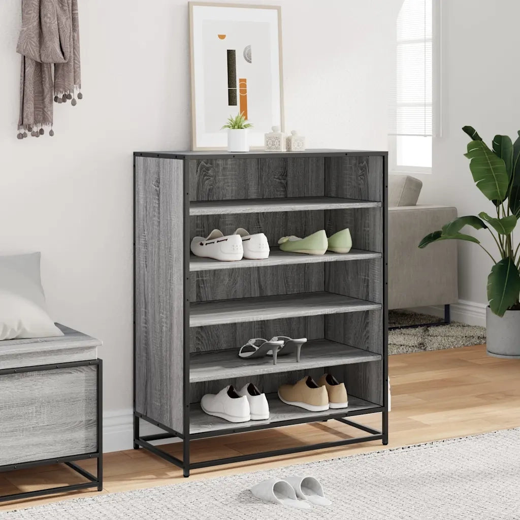 vidaXL Scarpiera Grigio Sonoma 75x38x97,5 cm Legno Multistrato Metallo
