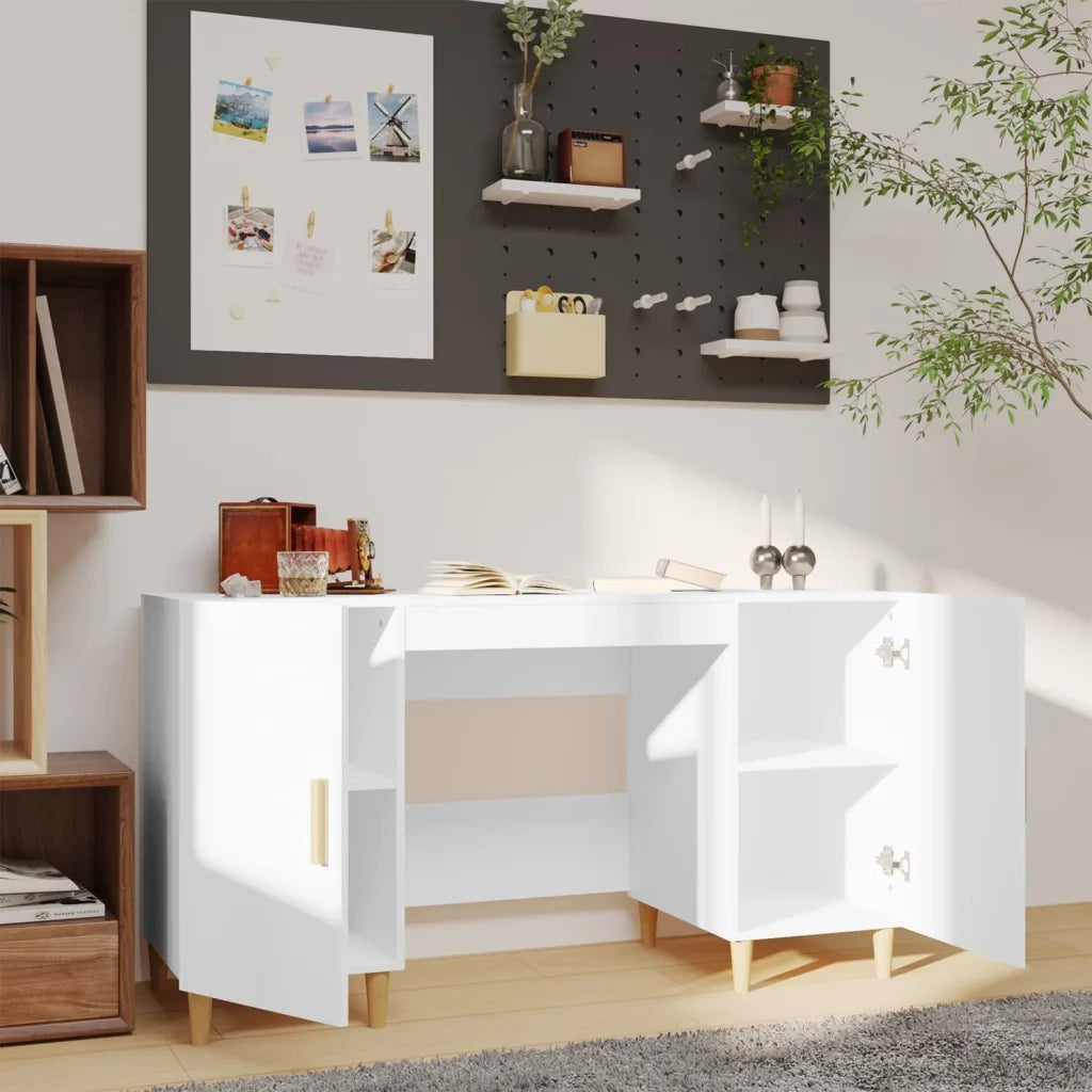 Scrivania Bianca 140x50x75 cm in Legno Multistrato cod mxl 73579