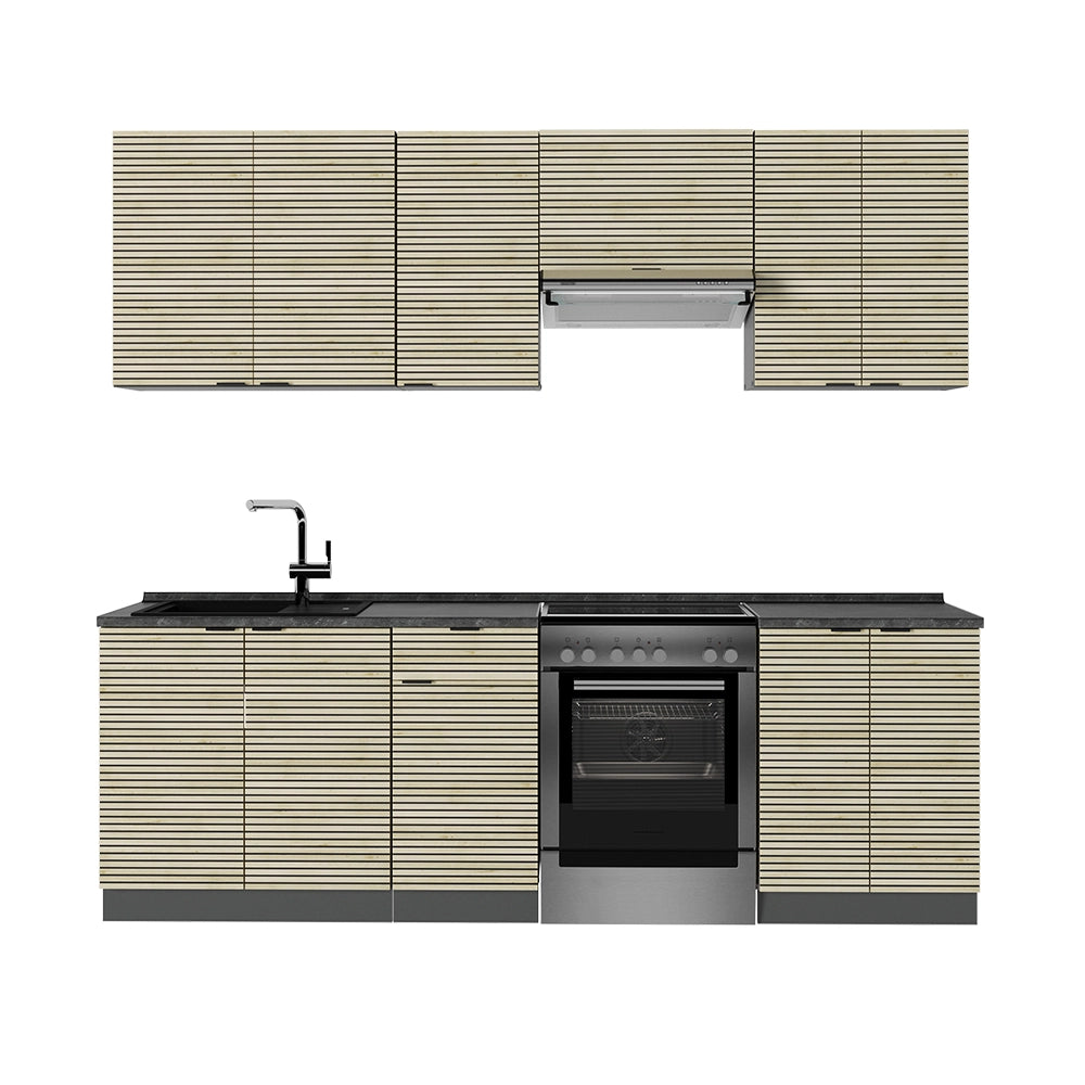 Cucina componibile Fame-Line Pannello in quercia/Antracite 240 cm, PT Antracite Vicco