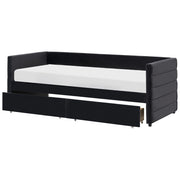 Letto con contenitore con cassetti in velluto nero 90 x 200 cm stanzetta design elegante