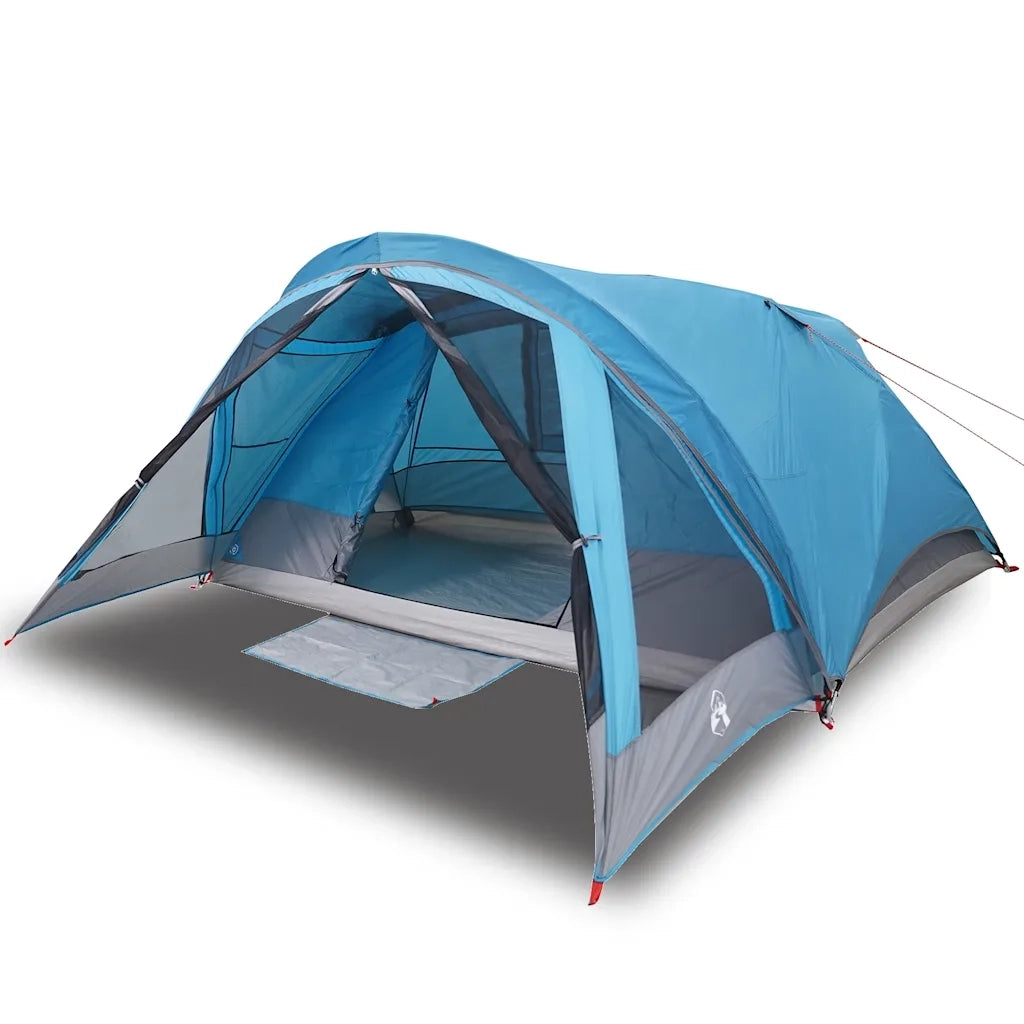 Tenda da Campeggio a Cabina per 4 Persone-Tenda per Escursionismo Blu Impermeabile 538048