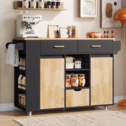 Isola cucina mobile con piano ribaltabile e cassetti