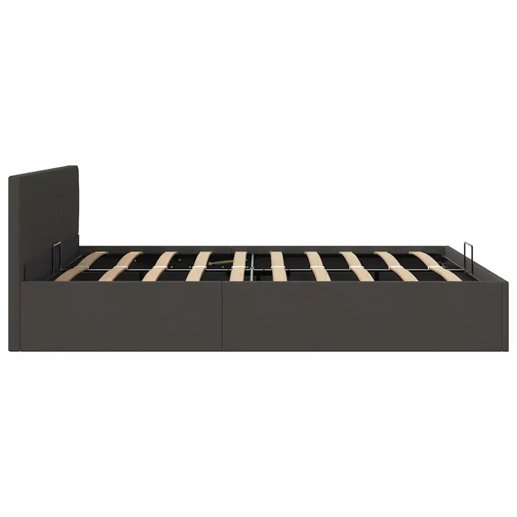Giroletto con Contenitore-Struttura Letto con contenitore Grigio Scuro in Tessuto 160x200 cm