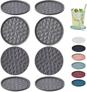 Onderzetters in Silicone [8-pack, senza supporto] - Onderzetters per protezione dei pannelli di tavolo - Antiscivolo, antiforatura, decorazione per tavoli da salotto, grigio scuro