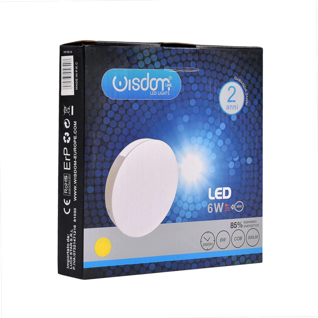 APPLIQUE LED SLIM TONDA 6W LUCE CALDA - DOPPIA EMISSIONE UP AND DOWN IDEALE PER ARREDI CONTEMPORANEI