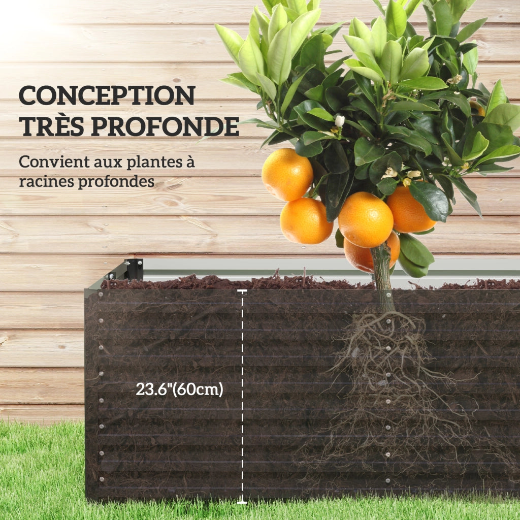 Fioriera Rialzata Rettangolare per Giardino ¨C Zephmum ¨C Grigio 240x120x60cm