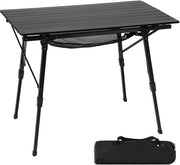 Tavolo da Campeggio Opportuno 90 x 53 cm - Pedane Regolabili in Altezza - Struttura in Alluminio Leggera - Portatile - Outdoor - Per Spiaggia e Pesca - Tavolo da Pic-Nic
