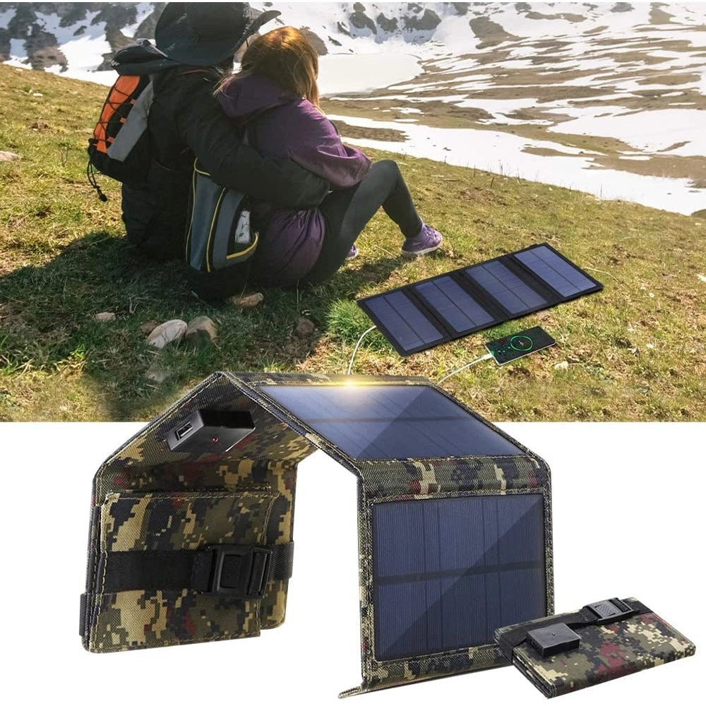 Trade Shop - Pannello Solare Pieghevole 20w Caricabatterie Telefono Campeggio Trekking Usb 5v -