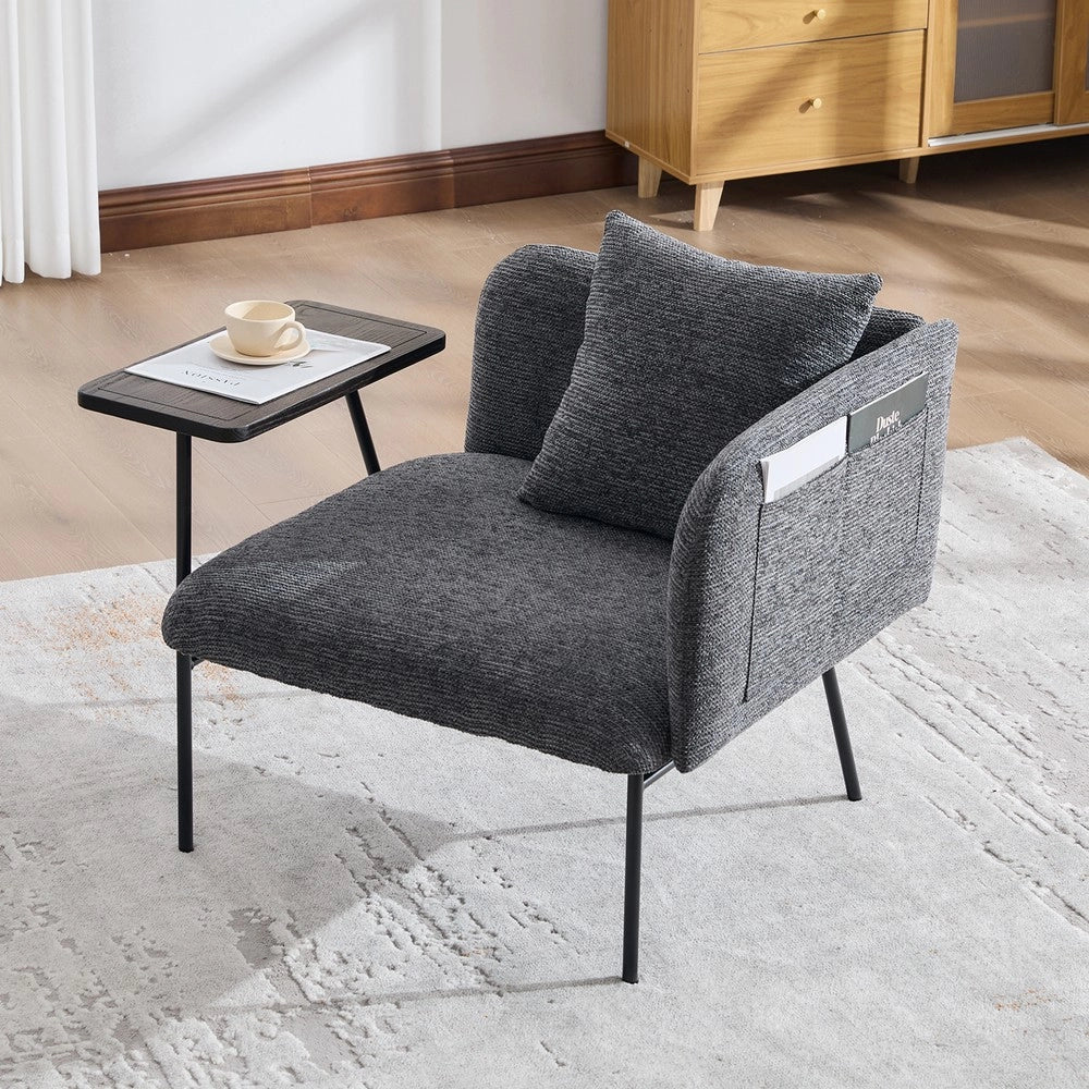 Poltrona con Poggiapiedi e Tavolino ¨C MINIMAL ¨C Tessuto, Grigio