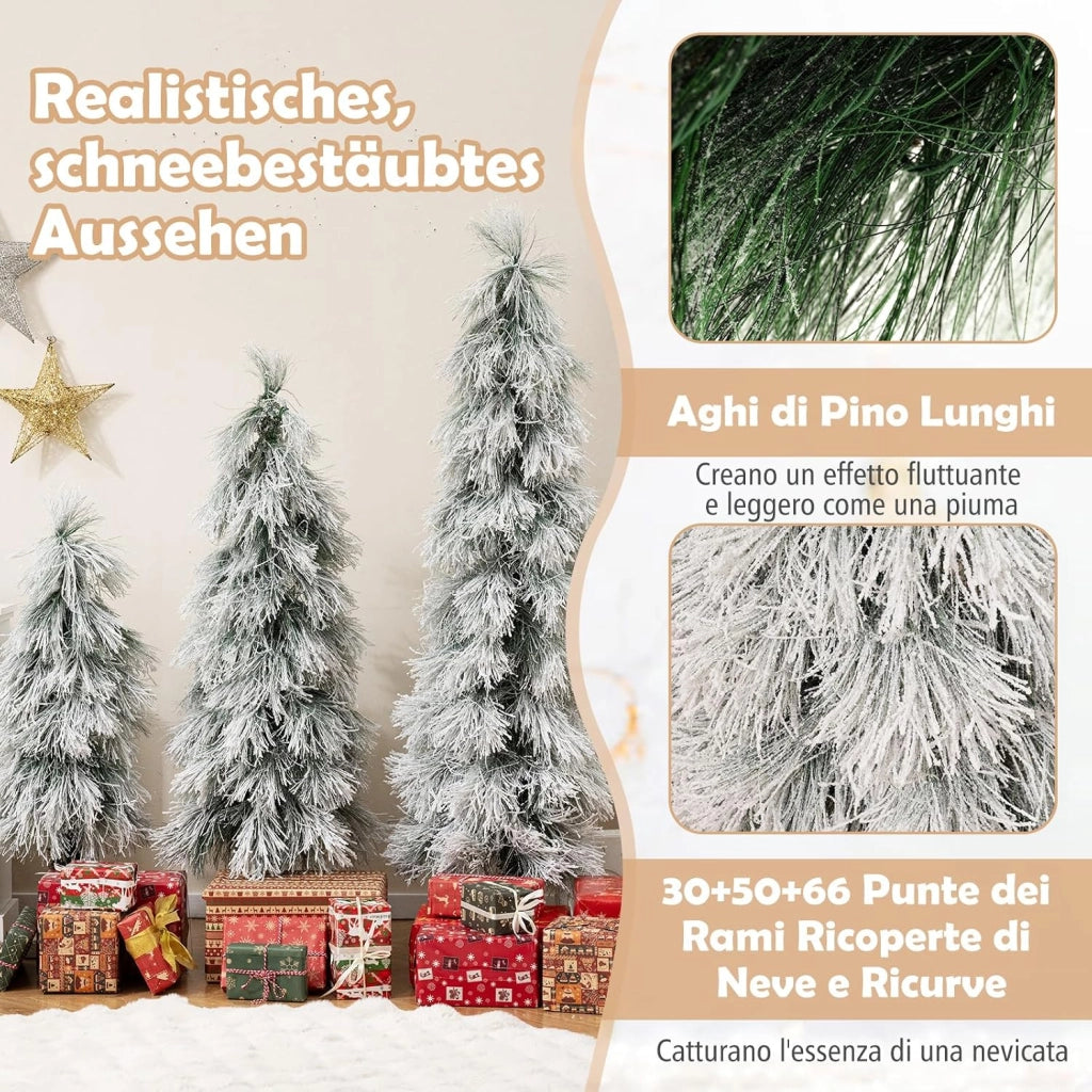 Set di 3 Alberi di Natale Artificiali, Alberi di Natale con Luci LED e Rami Densi e Realistici, Decorazione Natalizia per Casa, Ufficio e Negozio (Stile 4)