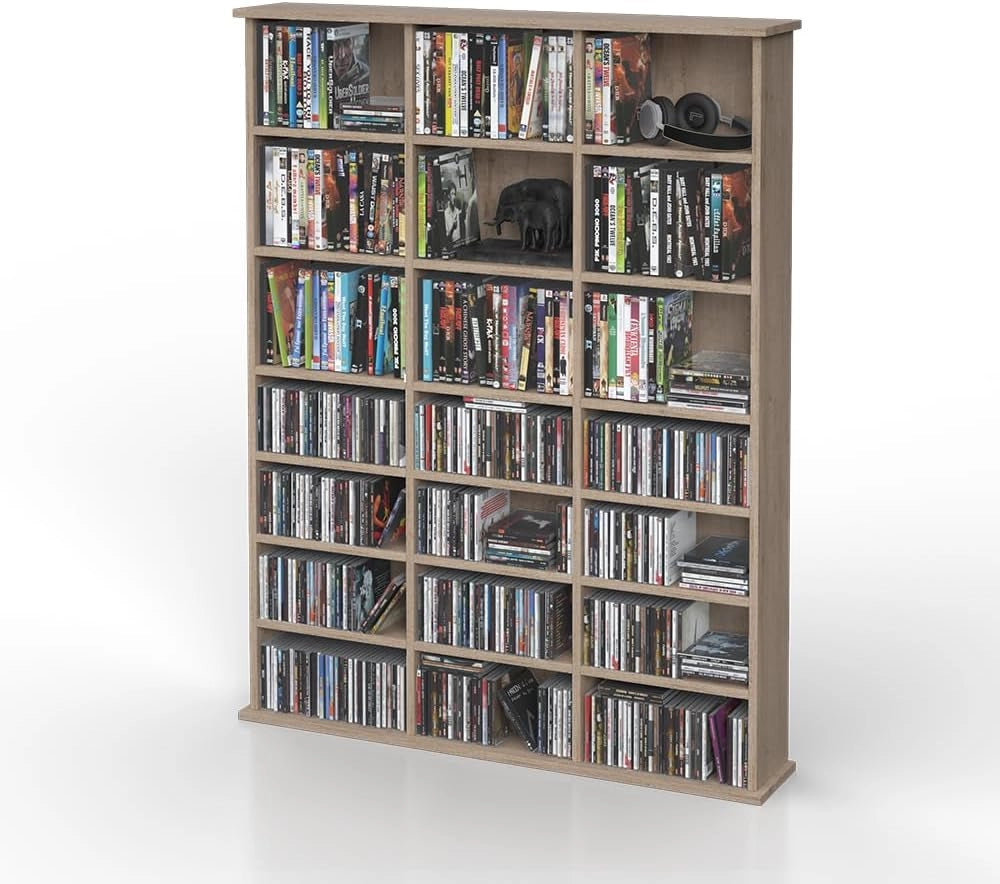 Scaffale porta cd Jukebox, Sonoma, 105.4 x 136 cm, adatto per uso da appoggio o a parete