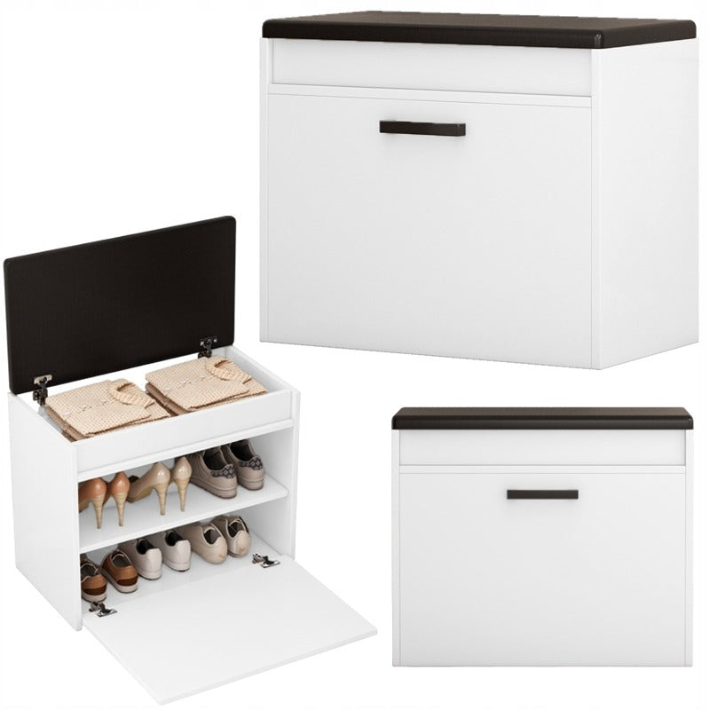 Scarpiera da 60x35x49 cm, finitura bianca, ideale per l'ingresso.