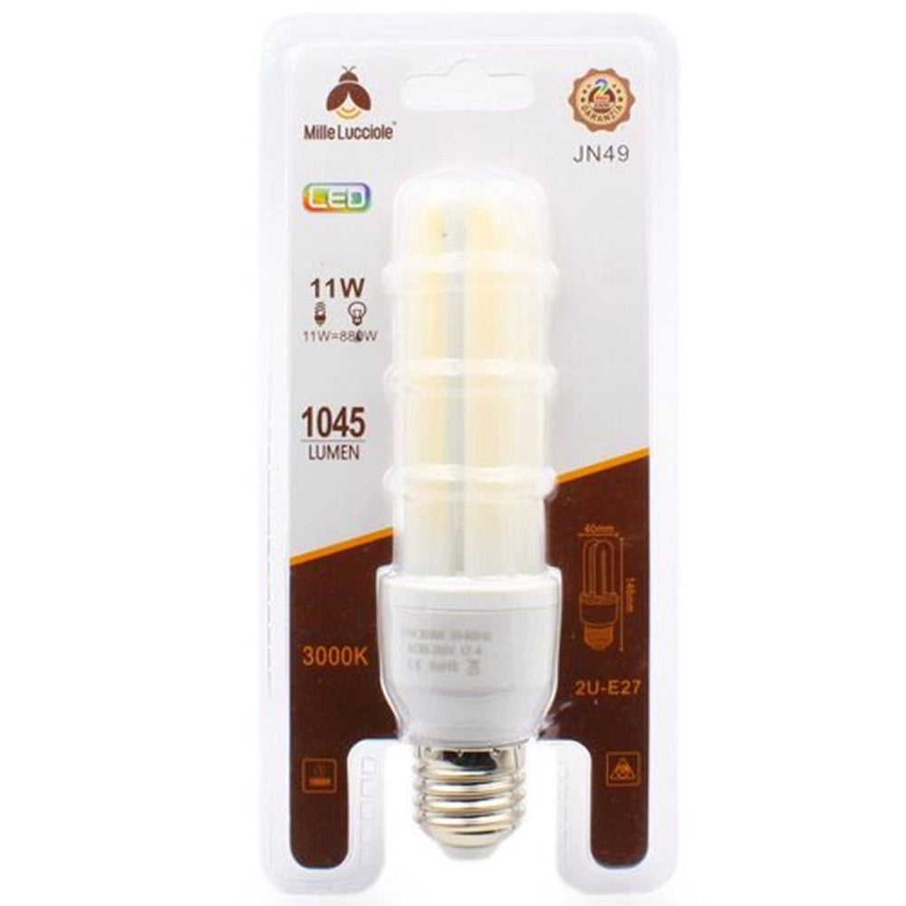 Trade Shop - Lampadina Led E27 11w 2u Tubolare Opaca Luce Fredda 6500k Naturale 4000k Calda 3000k -