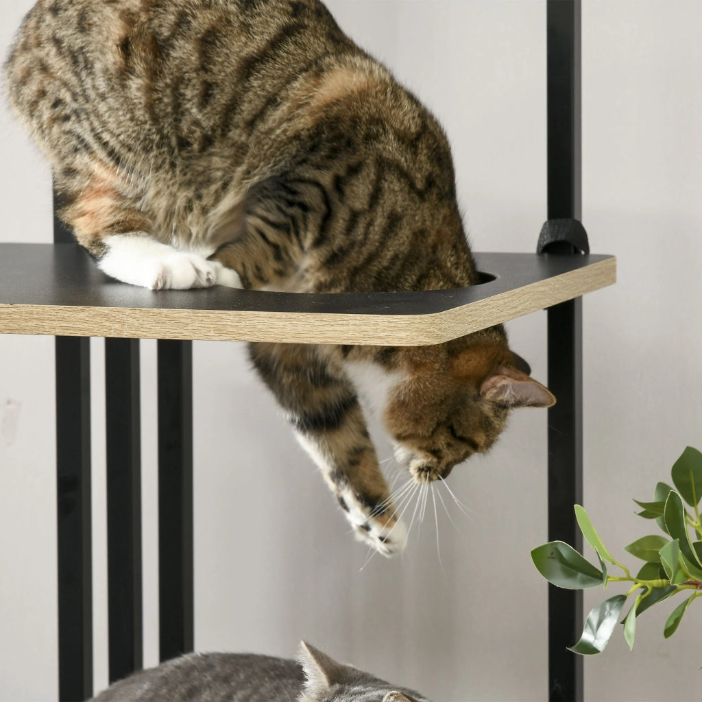 Albero tiragraffi per gatti 170 cm, design industrial, con piattaforme imbottite e struttura stabile