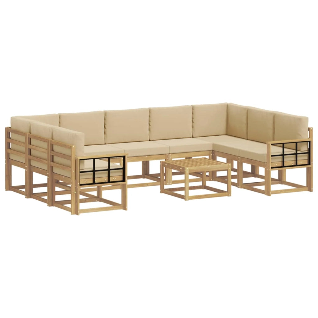 Set di divani da esterno 10 pcs Bianco e Beige 59 x 59 x 37 cm