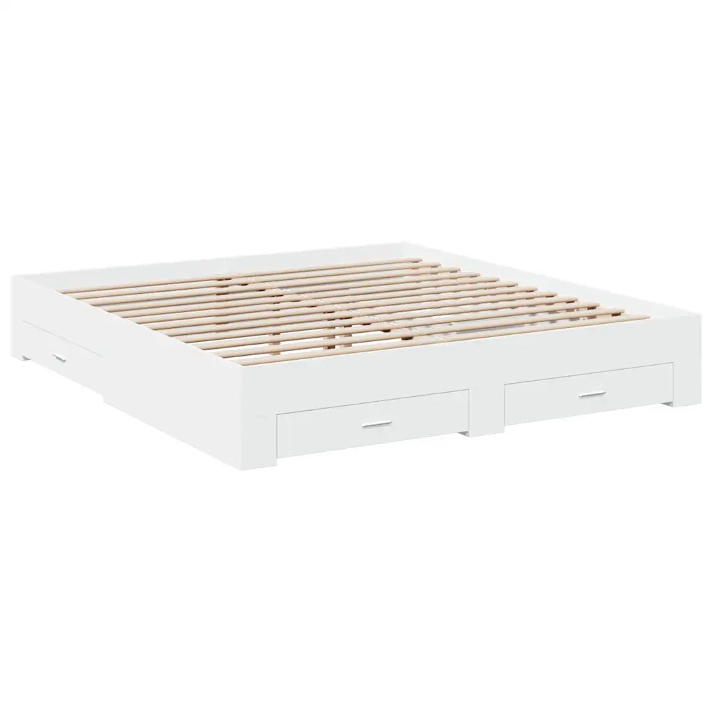 Giroletto con Cassetti Bianco 180x200 cm in Legno Multistrato 3280363