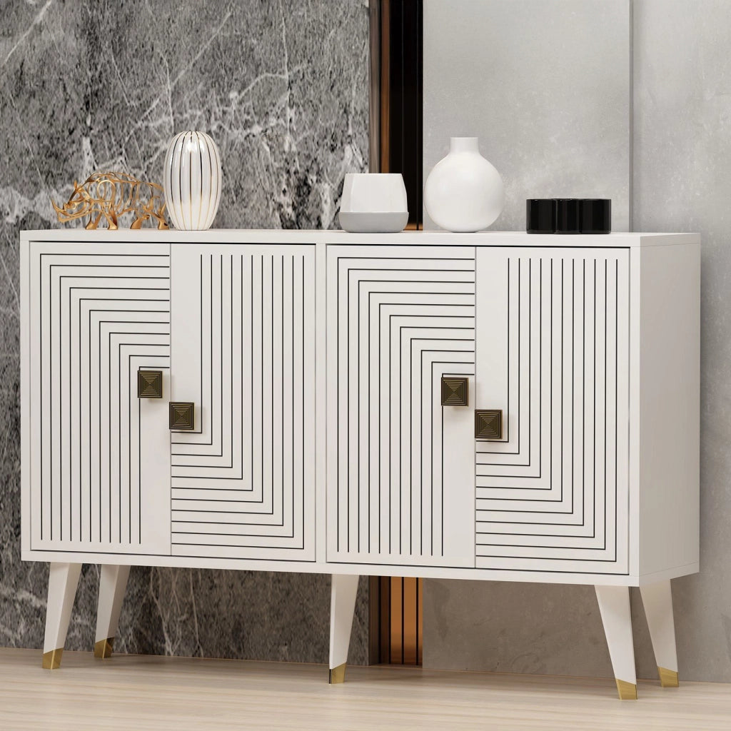 Madia Thiene, Credenza 2 Ripiani, 120x30x80h cm Bianco