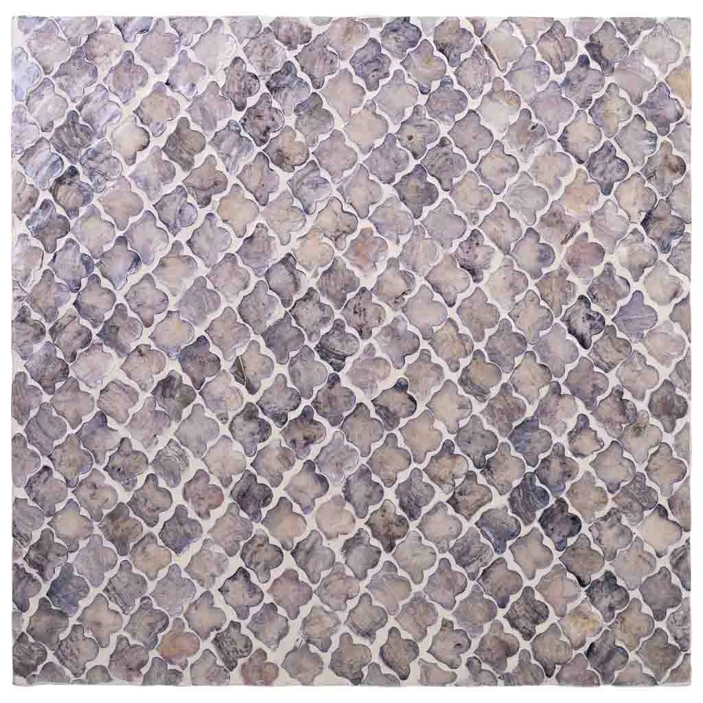 Sgabello in legno e capiz grigio 35x35x45h cm