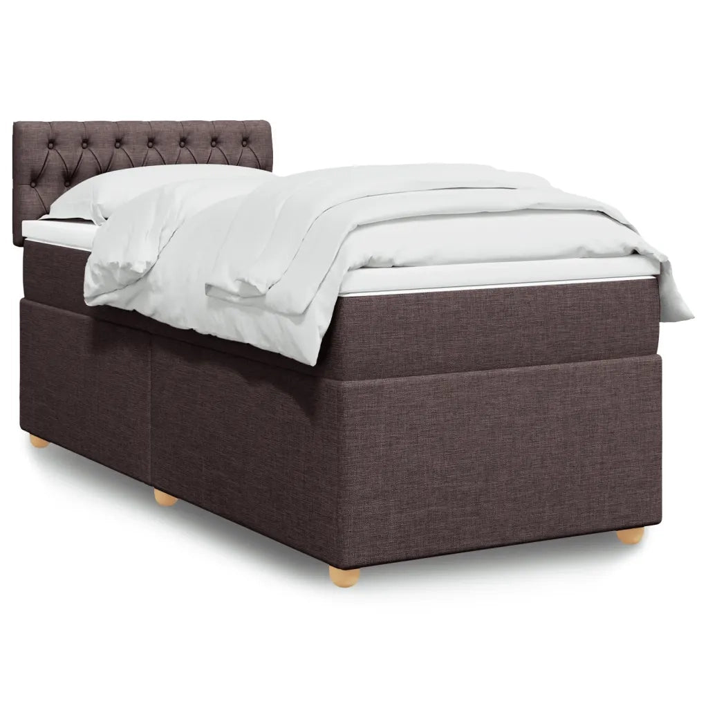 Giroletto a Molle con Materasso Marrone Scuro 90x200 cm Tessuto 3286573