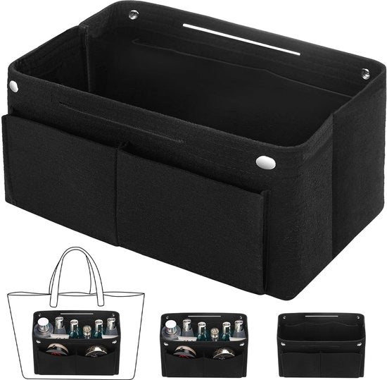 Organizzatore per borse, 30x20x10cm, tassello in pelle nera, organizzatore per borse da donna con tasche interne per borse da mano (30 * 20 * 10)