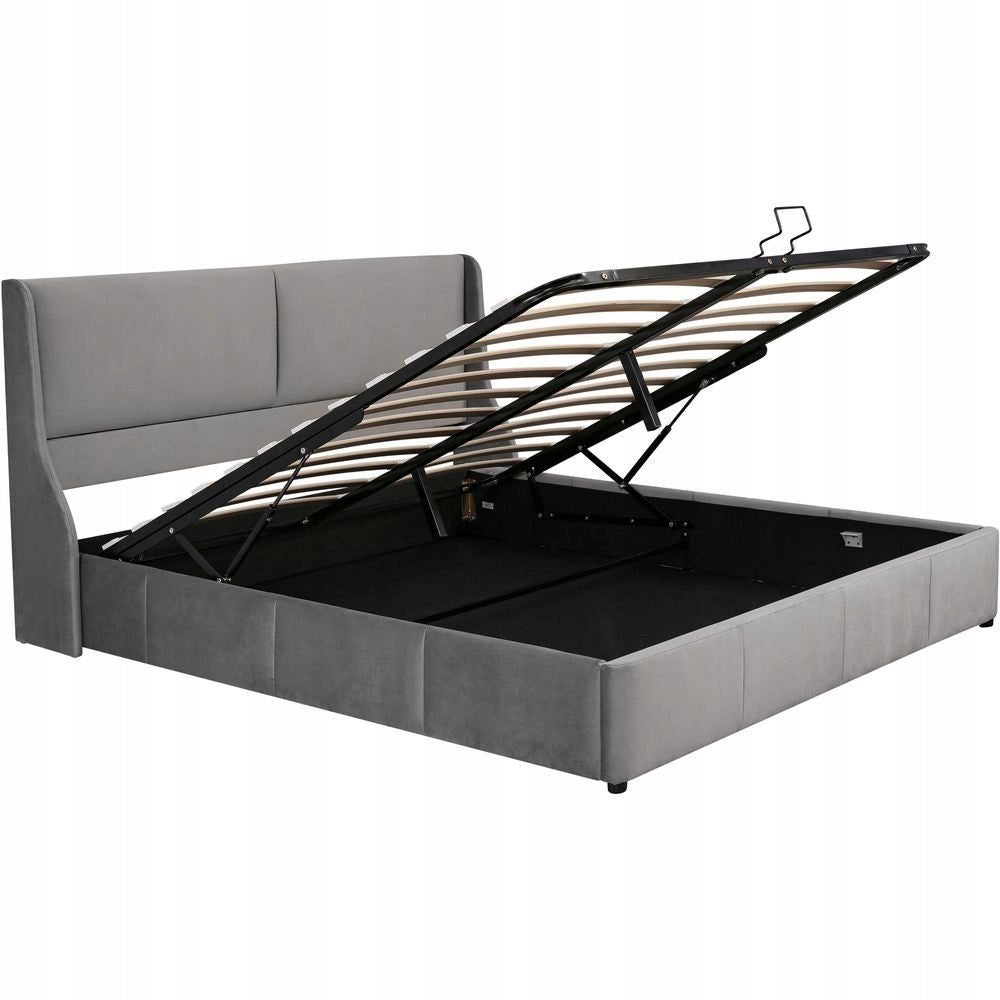 Letto con contenitore - Xylo - 180x200 cm - Grigio - Pieghevole idraulico