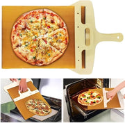 Pizzaspiedo a scorrimento, 55 x 35 cm, pizzaspiedo in legno con maniglia, perfetto per il trasporto, per pizze fritte, accessori per pizza, per pizze fritte, accessori per pizze fritte.