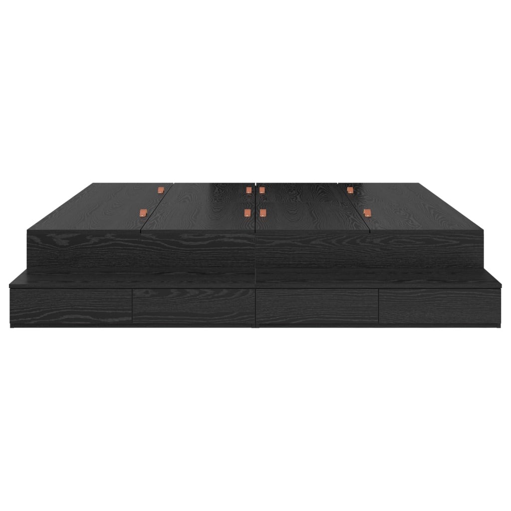Struttura letto contenitore Nero Rovere 200x200 cm