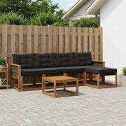 Set di divani da esterno con cuscino 6 pcs Naturale e Nero 3381900