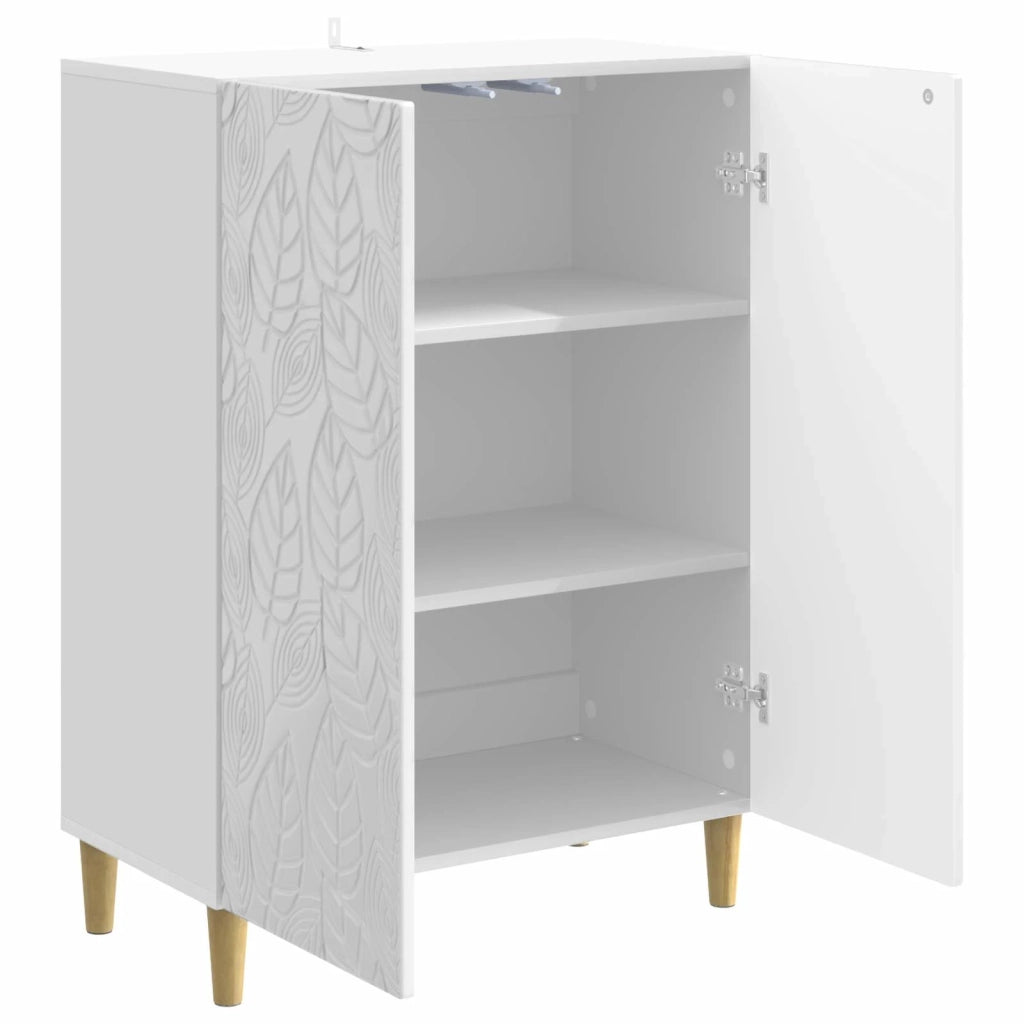 Credenza Bianco Lucido 66 x 34,5 x 90 cm Legno ingegnerizzato