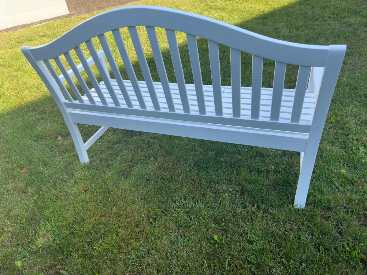 Panca da giardino con tavolo in legno di acacia, laccato bianco 3 volte