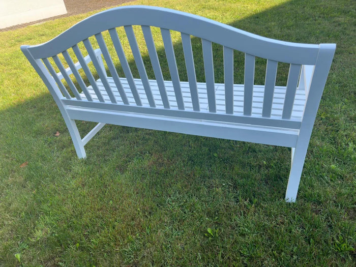 Panca da giardino con tavolo in legno di acacia, laccato bianco 3 volte